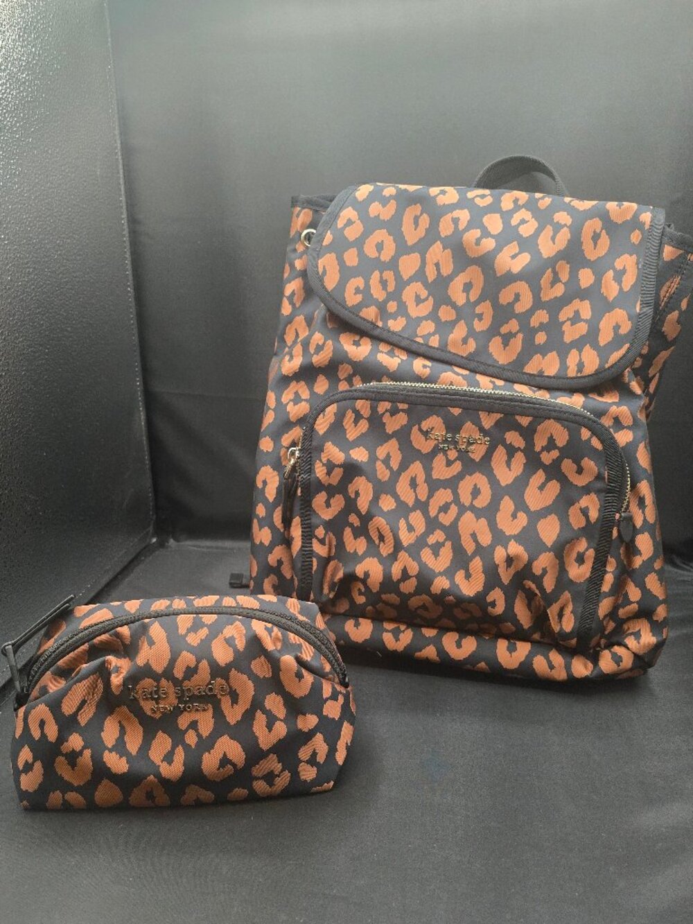 Kate Spade The Little Better Sam Leopard Medium Backpack & Matching Pouch